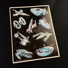 RARE SPACE Alien sci-fi planets cosmic galaxy HALLMARK VINTAGE sticker 1979