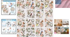 Vintage Botanical Rub on Transfer Stickers for Home Decor – Set of 12 Sheets