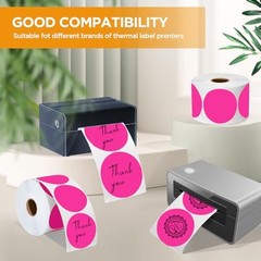 2 Inch Circle Thermal Sticker Labels, 2″ Self-Adhesive Round Thermal Rose Red