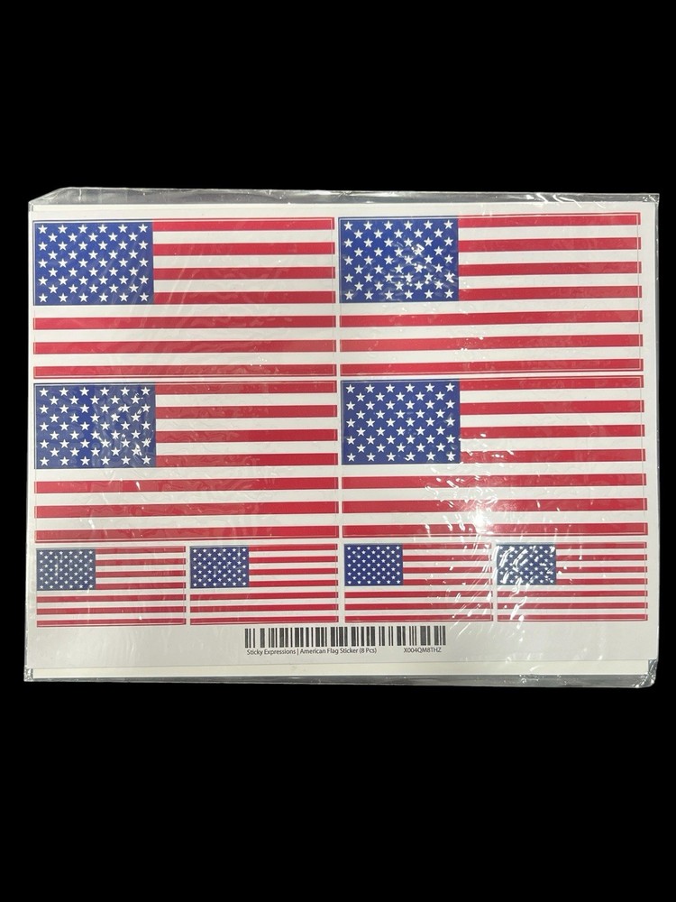 American Flag Stickers Decals Sheet 8 Pack Large & Small USA Flags 4×2 2×1