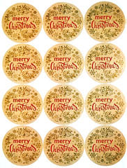 12 MERRY CHRISTMAS CARD HOLIDAY SEALS STICKERS USA MADE #47 FAST USA SHIPPING!