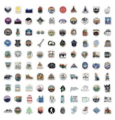 100 Outdoor Camping Hiking Wilderness & Nature Themed Vinyl Stickers no Repeats