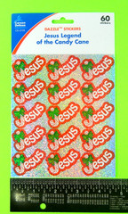 Carson Dellosa Jesus Candycane Dazzle Glitter Religious Stickers Pack