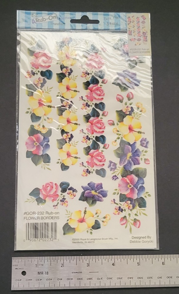 Rub On Transfer Flower Borders Bands