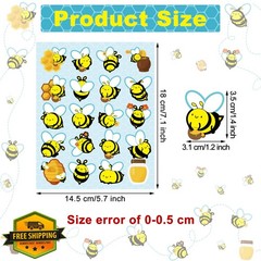 500 Pcs Waterproof Bee Stickers for Kids, 25 Sheets Cartoon Honey Bee Crafts