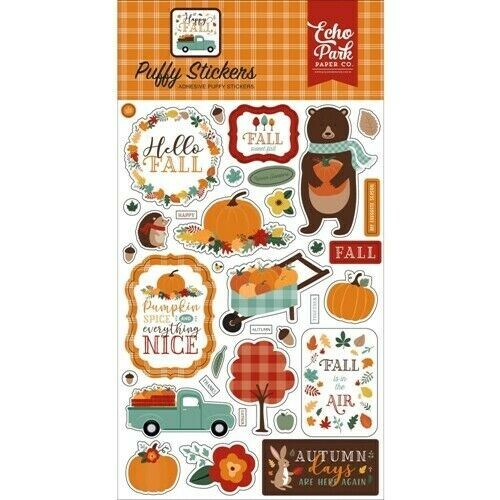 Fall Autumn Pumpkin Spice Leaves Harvest Season Echo Park Puffy Sticker