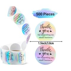 500Pcs Thank You for Supporting My Small Business Stickers Holographic Stickers