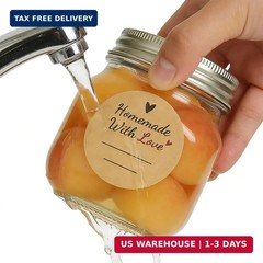 600 Pcs Homemade with Love Stickers, 2″ round Canning Labels for Mason Jars, Jam