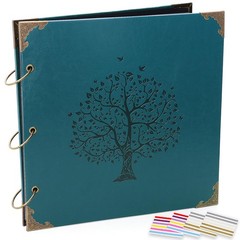 ADVcer 12×12 Photo Album Scrapbook Vintage Leather 3-Ring Binder Jasper Green
