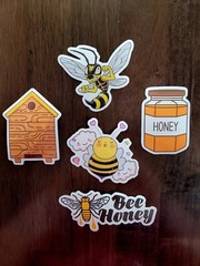STICKERS x 5 Honey Bee Apiculture Beehive Cartoon Large Sticker BEE2