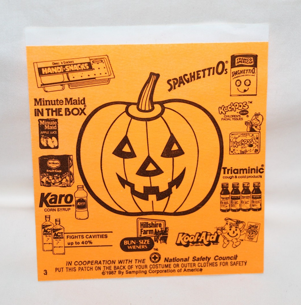 Vintage Halloween Stickers Safety Patch 1987 Sampling Corp Advertising