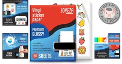 Durable Glossy White Vinyl Sticker Paper – 80 Sheets Waterproof for All Printers