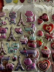 Valentines Day Holiday Sticker Lot 7 Packs Monkeys Hearts Candy Love NOS