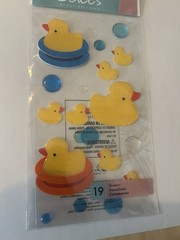 JOLEE *TWO CUTE *RUBBER DUCKIES and *PINK SHEEP + MOON Scrapbook Sticker LOT!