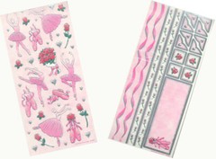 BALLET EMBOSSED STICKERS W/COORDINATING BORDERS – SANDYLION – VINTAGE – NEW