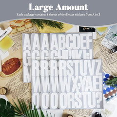 164 Large Alphabet Stickers, 8 Sheets 3 Inch Self-Adhesive Vinyl Letters Sticker