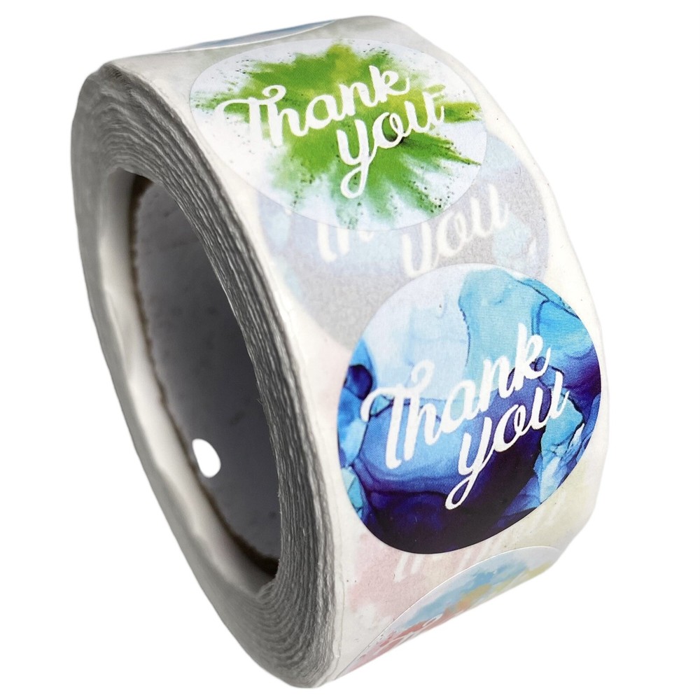 NEW W Stickers 1″ Thank You 500ct Rainbow (8 Designs) Labels