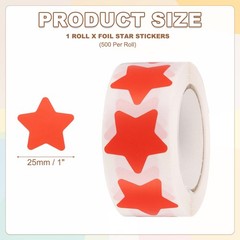 Star Stickers Roll 1 Inch, 500pcs Adhesive Star Labels for DIY Crafts, Red