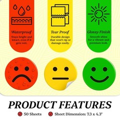1000 PCS Happy and Sad Smiley Reward Stickers for – 1 Inch Round Classroom In…