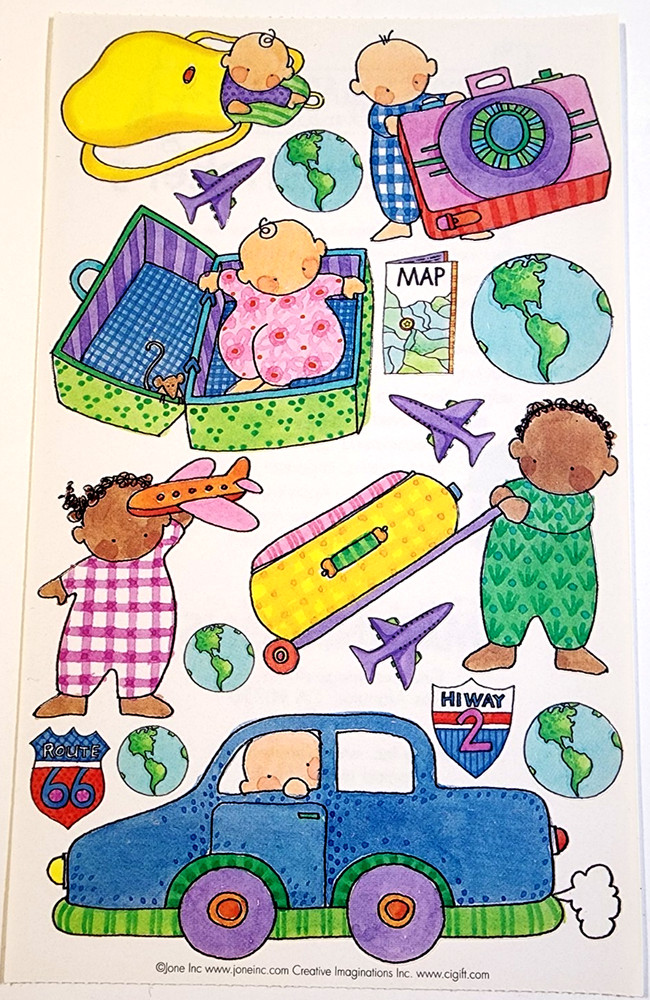 Creative Imaginations Baby Travel Scrapbook Stickers Road Trip Airplane Suitcase