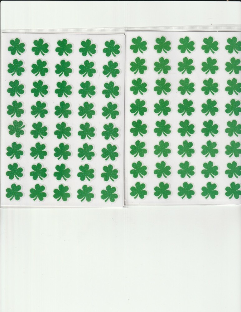 St Patrick’s Shamrocks repeat Mylar stickers 80ct 2 sheets NEW! Free Shipping!