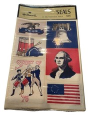 Vintage 1970’S Hallmark Spirit Of ‘76 Seals 24 NIP Patriotic Red White Blue
