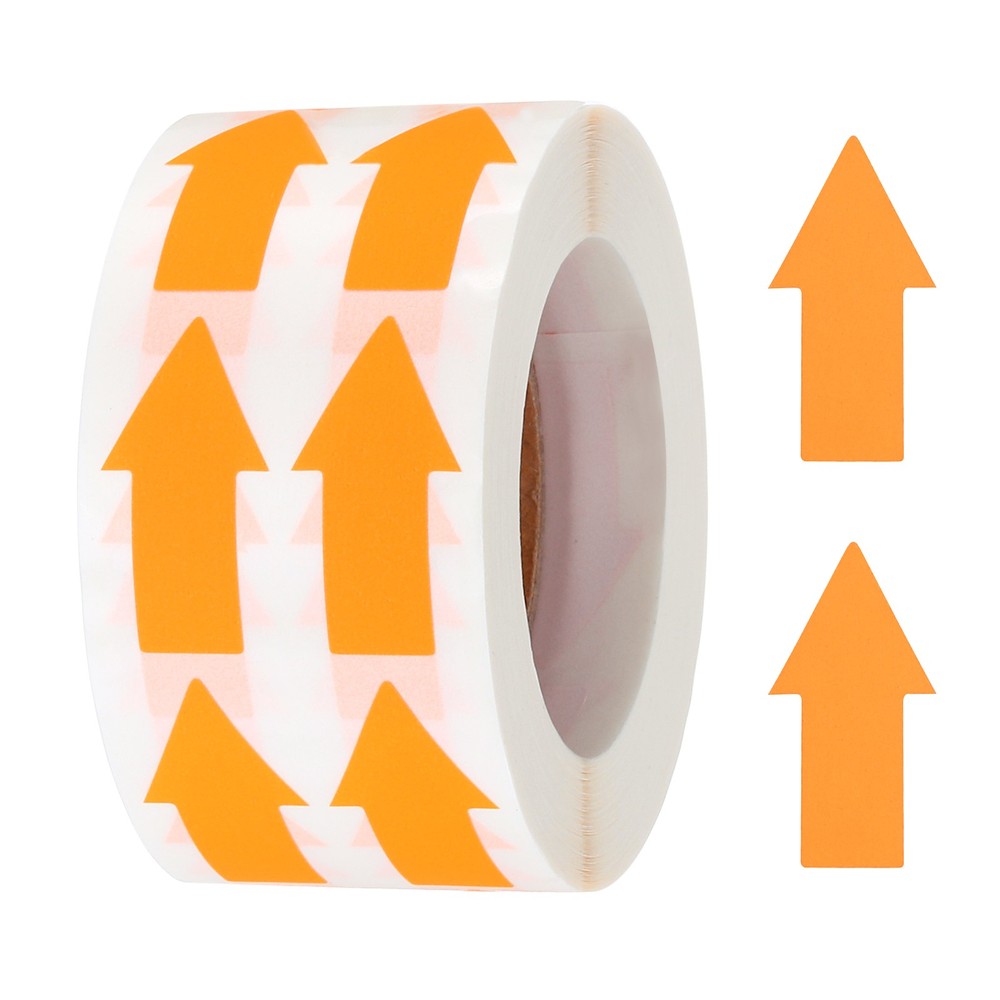Sticker Labels 1000 Count/Roll 0.6×1.2 Inch Fluorescent Orange Arrow Shape Signs