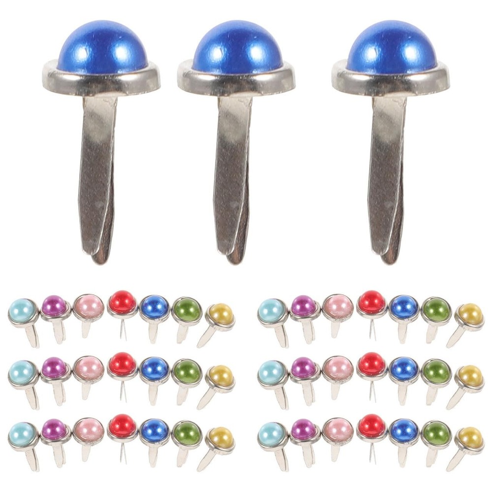 50 PCS Pearl Mini Brads TwoLegged Paper Fasteners Scrapbooking DIY Crafts