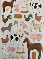 Stickers Farm Animals Matte Finish Paper Cow Horse Pig Chicken Duck Goat Donkey