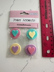 Colorbok Foam Accents 4 Embellishments ~ Circle’s w/Hearts Scrapbooking Crafts