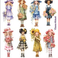 Violette Stickers – 1 Country Charm Sticker Sheet for Stationary & Scrapbooking