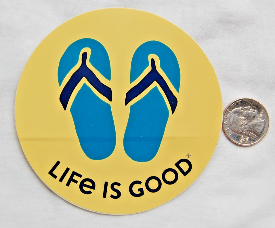 round sticker LIFE IS GOOD Flip-flops summer sandal beach