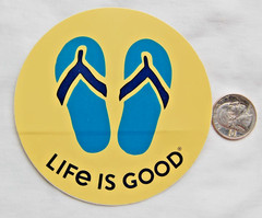 round sticker LIFE IS GOOD Flip-flops summer sandal beach