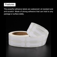 1 Roll Blank Tamper Evident Labels 0.43x 1.65 Inch Adhesive Top Stickers White
