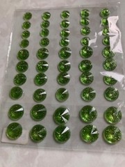 3D ADHESIVE GEMSTONES LIME GREEN MULTI-SIZES ROUND GEMS 50 PCS