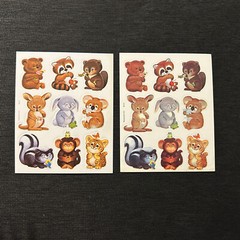 Lot Of 2 Vintage 1979 Dennison Stickers Animals Monkey Kangaroo Skunk Bear