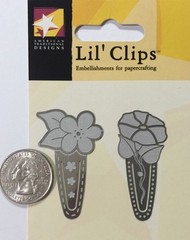 SILVER SPRING FLORAL CLIP(2pc)American Traditional•Journaling Memories•Scrapbook