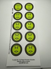 Genuine Mr. Yuk Stickers 10 Total (1 Sheet) Yuck FREE SHIP! 70’s 80’s 90’s RETRO
