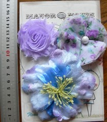 BLUE ENCHANTED & WISTERIA LILAC Fabric 3 Flowers 60-100mm Manor HouseMHY1