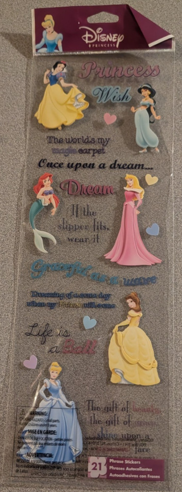 Disney PRINCESS Wish scrapbooking stickers New Actual Item Shown