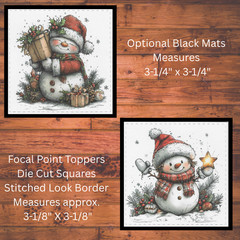 Whimsical Snowman Die Cut Card Toppers, Card Making Supplies, Junk Journal, Tags
