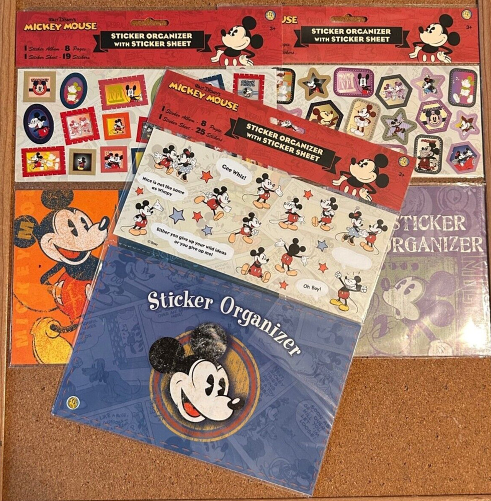 Disneyland Mickey Mouse Various Sticker Organizers with 64 Mickey Stickers