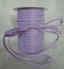 MAY ARTS RIBBON~SOLID DIAGONAL STRIPE~LAVENDAR & WHITE~1/8TH INCH WIDE X 3 YARDS