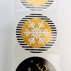 GOLD & BLACK SNOWFLAKE CHRISTMAS ENVELOPE LABELS STICKERS 1.5″ ROUND 1000 Pack