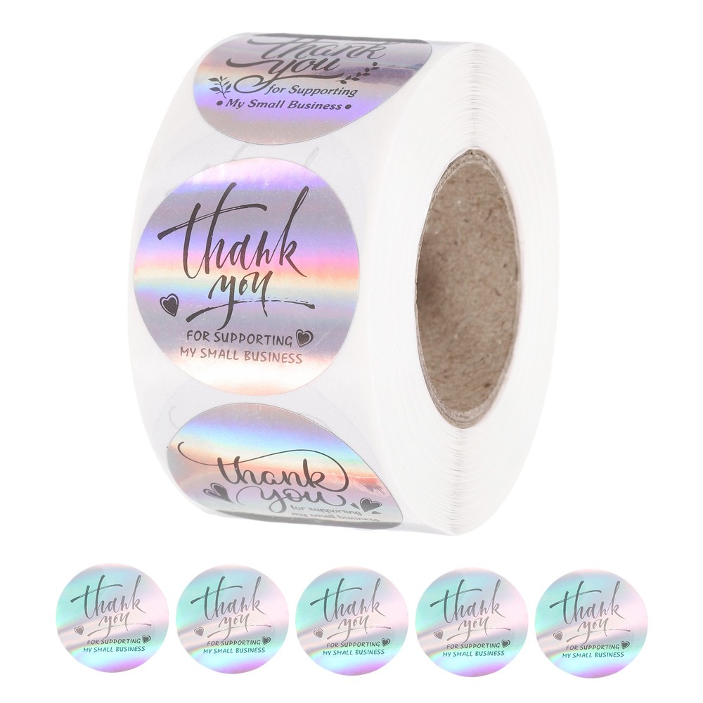 500pcs 1 Inch Holographic Thank You for Supporting My Small Business Stickers