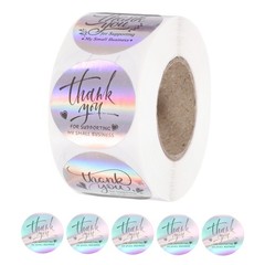 500pcs 1 Inch Holographic Thank You for Supporting My Small Business Stickers
