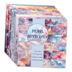 6×6″ 160gsm cardstock Single Sided Scrapbooking 24 24sheets-Pearl Butterfly