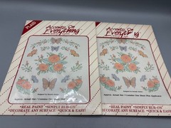 Vtg Plaid Accents On Everything Rub-On Transfers Floral Butterfly Design Craft