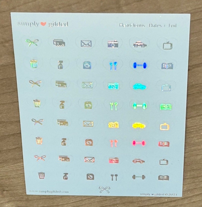 NEW Simply Gilded Heart Icons – Dates Blue Sticker Sheet SG 2021 Stickers