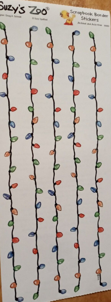 SUZY’S ZOO CHRISTMAS LIGHTS SCRAPBOOKING BORDER STICKER #90063